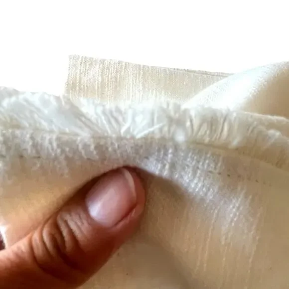 Zara Fringe Trim Wide-Leg Pockets Belt loops Pants Cotton Blend Off-White XS - Picture 12 of 12